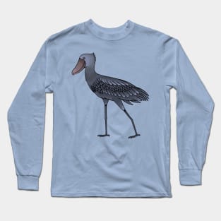 Shoebill bird cartoon illustration Long Sleeve T-Shirt